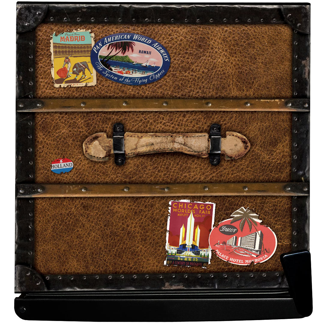 Funky Luggage Case Design Vintage Mini Bar Fridge With Handle And Opener - Add Your Own Initials - Model BC46B-TRAVEL