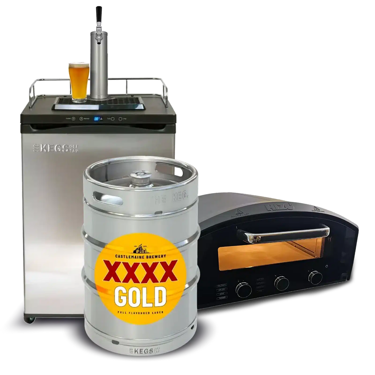 Off Tap Kegerator & Pizza Oven Bundle - XXXX Gold image