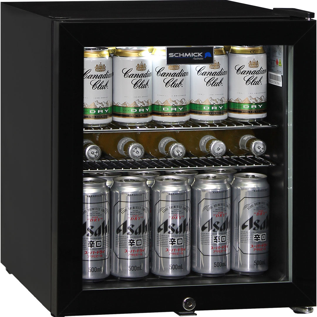 Schmick Glass Door Mini Bar Fridge With Lock - 38 Cans - Model HUS-SC50AB