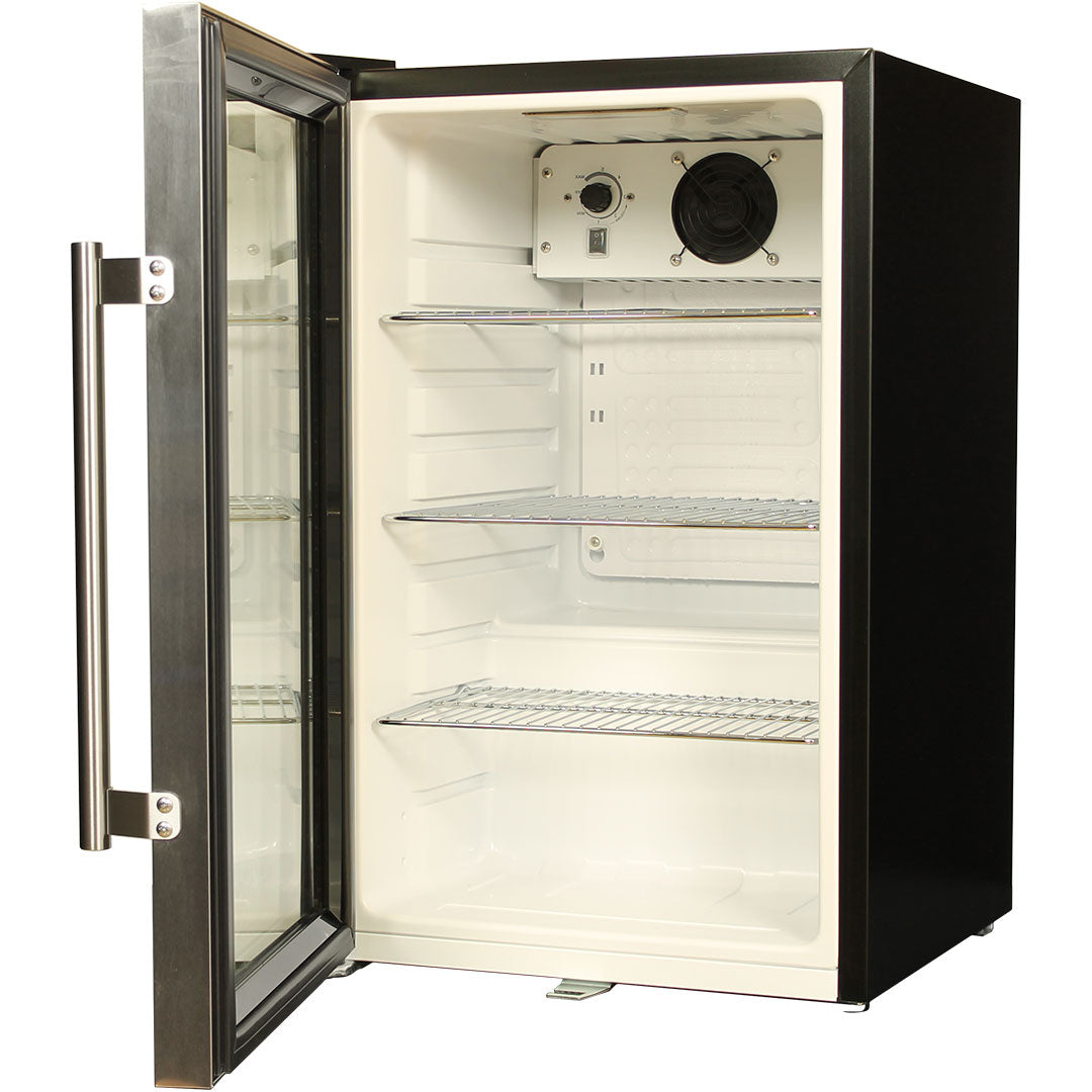 Tropical Glass Door Mini Bar Fridge - 80 Cans Left Hinged - Model EC68L-SSH