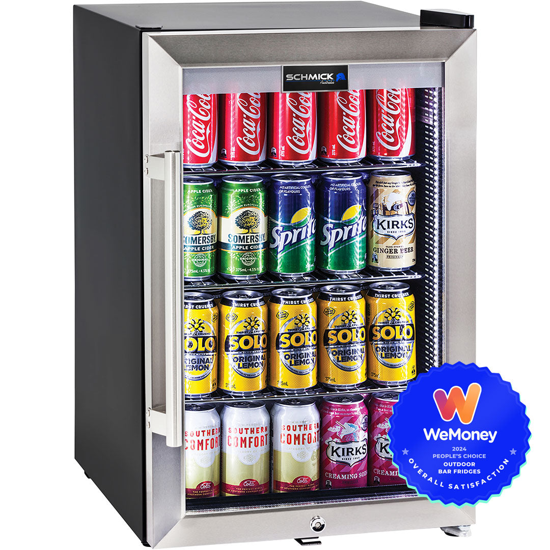 AAA Schmick Tropical Triple Glazed Outdoor Glass Bar Fridge 70 Litre - Model HUS-SC70-SS