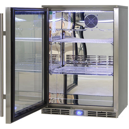 Rhino Alfresco Kitchen Glass Door Outdoor Bar Fridge Great For Cold Beer In Hot Climates - Model GSP1HL-SS