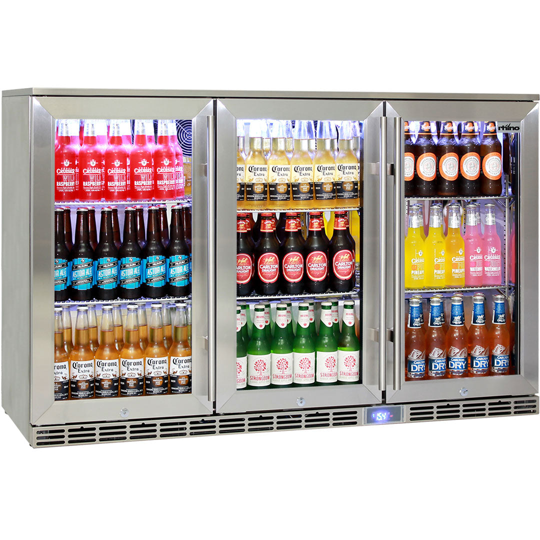 Rhino Glass 3 Door Alfresco Outdoor Bar Fridge All Stainless Energy Efficient Alfresco 330L - Model GSP3H-SS