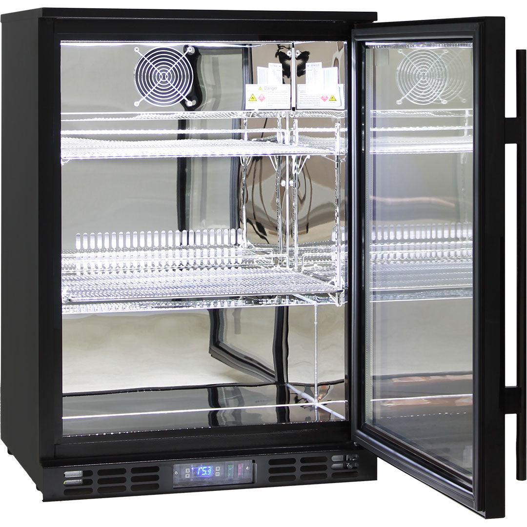 Rhino Black Commercial Glass Door Quiet Running Bar Fridge With Energy Efficient Parts And Operation - Model SG1R-B