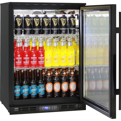 Rhino Black Commercial Glass Door Quiet Running Bar Fridge With Energy Efficient Parts And Operation - Model SG1R-B