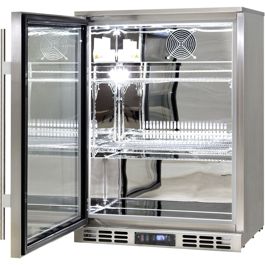 Rhino Stainless Steel 1 Heated Glass Door Quiet Running Bar Fridge With Low Energy Consumption - Left Hinged - Model SG1L-HD