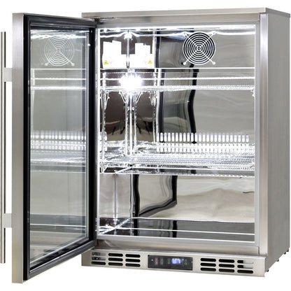 Rhino Stainless Steel 1 Heated Glass Door Quiet Running Bar Fridge With Low Energy Consumption - Left Hinged - Model SG1L-HD