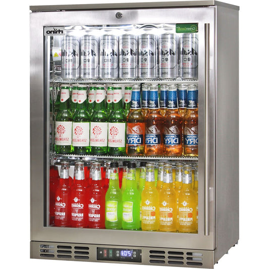 Rhino Stainless Steel 1 Heated Glass Door Quiet Running Bar Fridge With Low Energy Consumption - Left Hinged - Model SG1L-HD