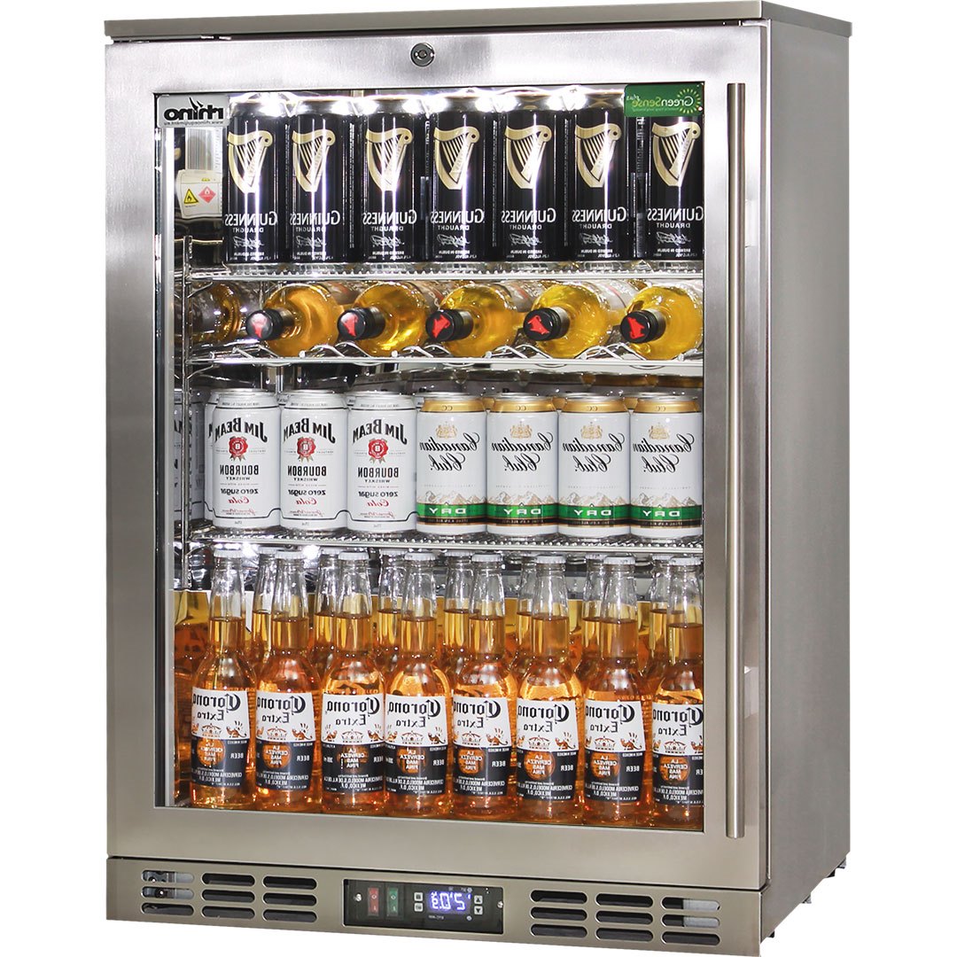 Rhino Stainless Steel 1 Heated Glass Door Quiet Running Bar Fridge With Low Energy Consumption - Left Hinged - Model SG1L-HD