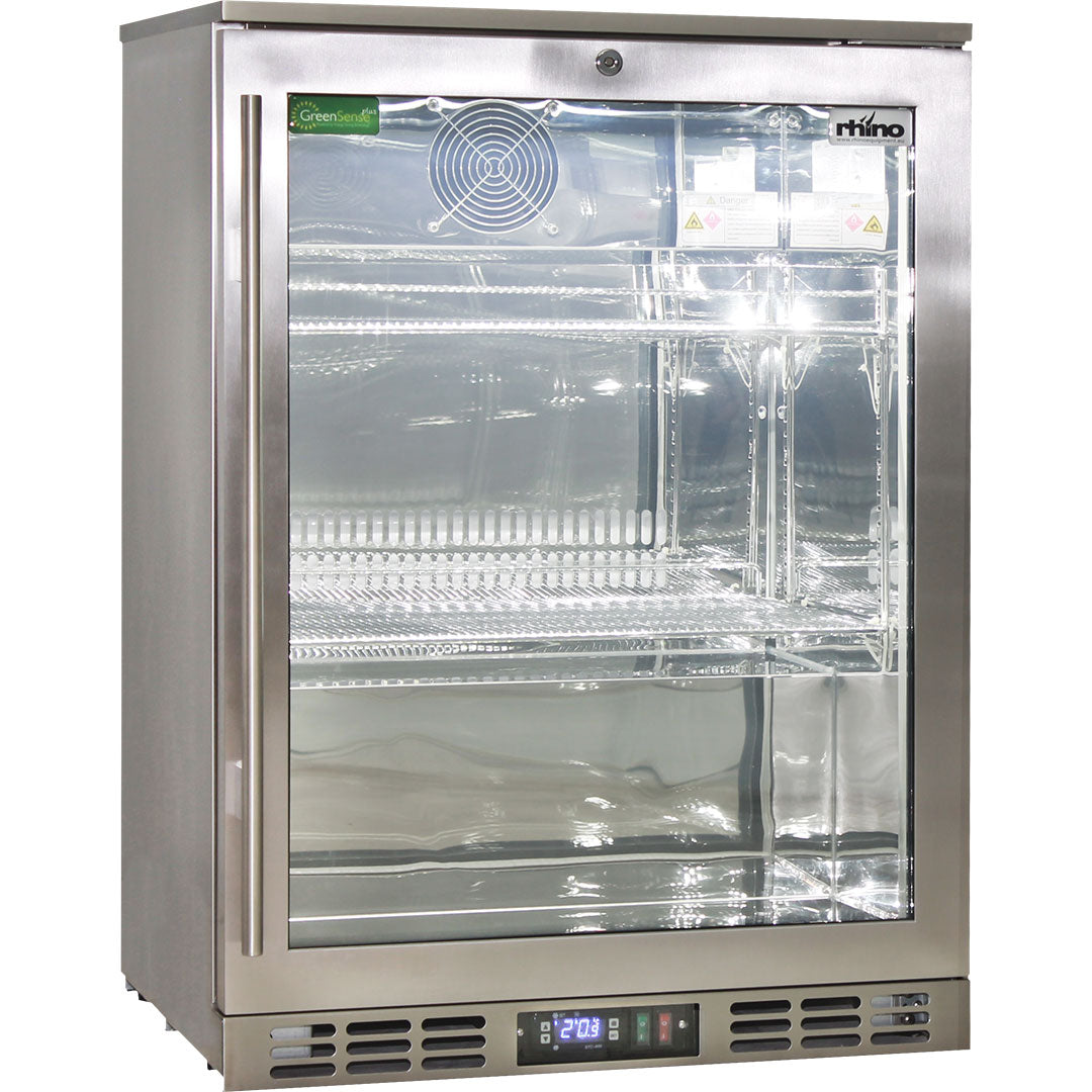 Rhino Stainless Steel 1 Heated Glass Door Quiet Running Bar Fridge With Brand Parts And Low Energy Consumption - Model SG1R-HD