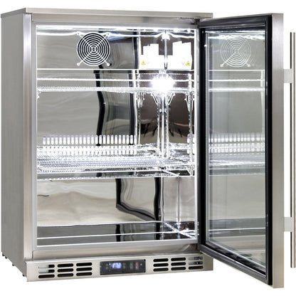 Rhino Stainless Steel 1 Heated Glass Door Quiet Running Bar Fridge With Brand Parts And Low Energy Consumption - Model SG1R-HD