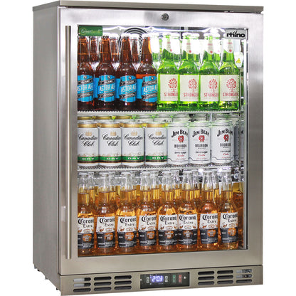 Rhino Stainless Steel 1 Heated Glass Door Quiet Running Bar Fridge With Brand Parts And Low Energy Consumption - Model SG1R-HD