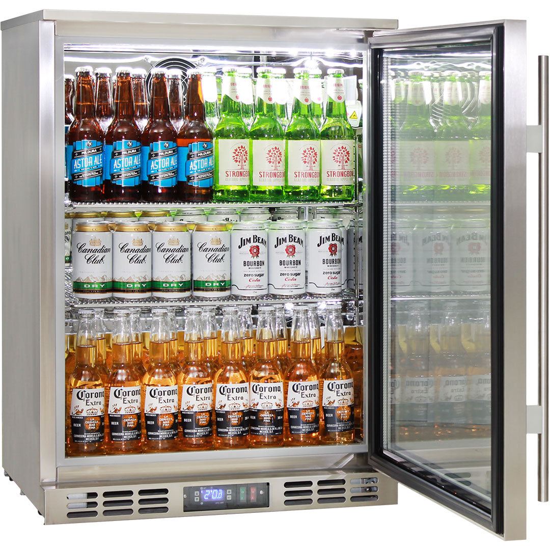 Rhino Stainless Steel 1 Heated Glass Door Quiet Running Bar Fridge With Brand Parts And Low Energy Consumption - Model SG1R-HD