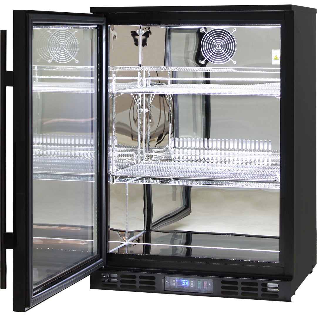 Black Commercial Glass 1 Door Quiet Running Bar Fridge With Energy Efficient Parts And Operation - Model SG1L-B