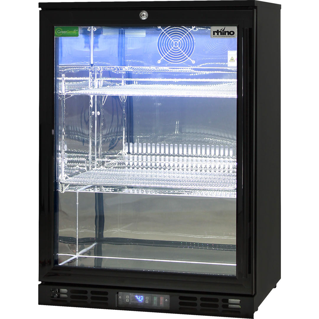 Black Commercial Glass 1 Door Quiet Running Bar Fridge With Energy Efficient Parts And Operation - Model SG1L-B