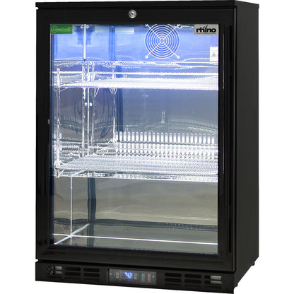Black Commercial Glass 1 Door Quiet Running Bar Fridge With Energy Efficient Parts And Operation - Model SG1L-B