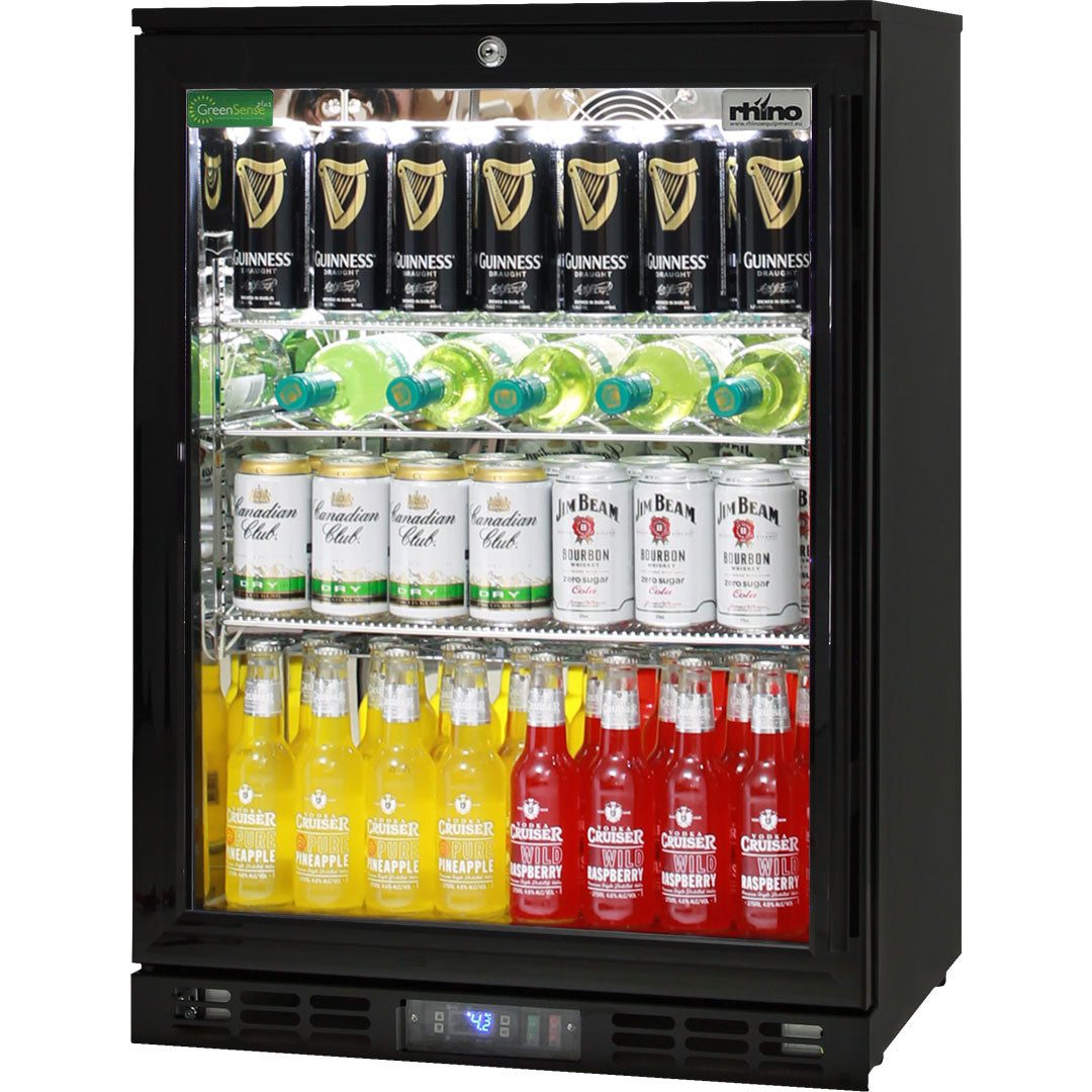 Black Commercial Glass 1 Door Quiet Running Bar Fridge With Energy Efficient Parts And Operation - Model SG1L-B