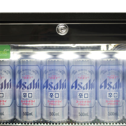 Commercial Under Bench Quiet Running Black Glass Double Door Bar Fridge Energy Efficient - Model SG2H-B