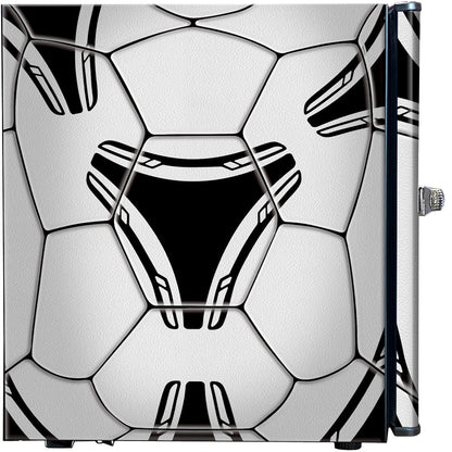 Funky Soccer Ball Football Design Mini Bar Fridge With Handle And Opener - Add Your Name - Model BC46B-SOCCER