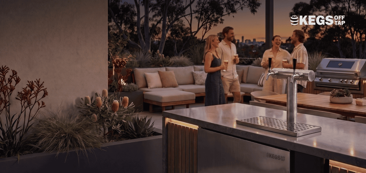 Friends enjoying draught beer at home