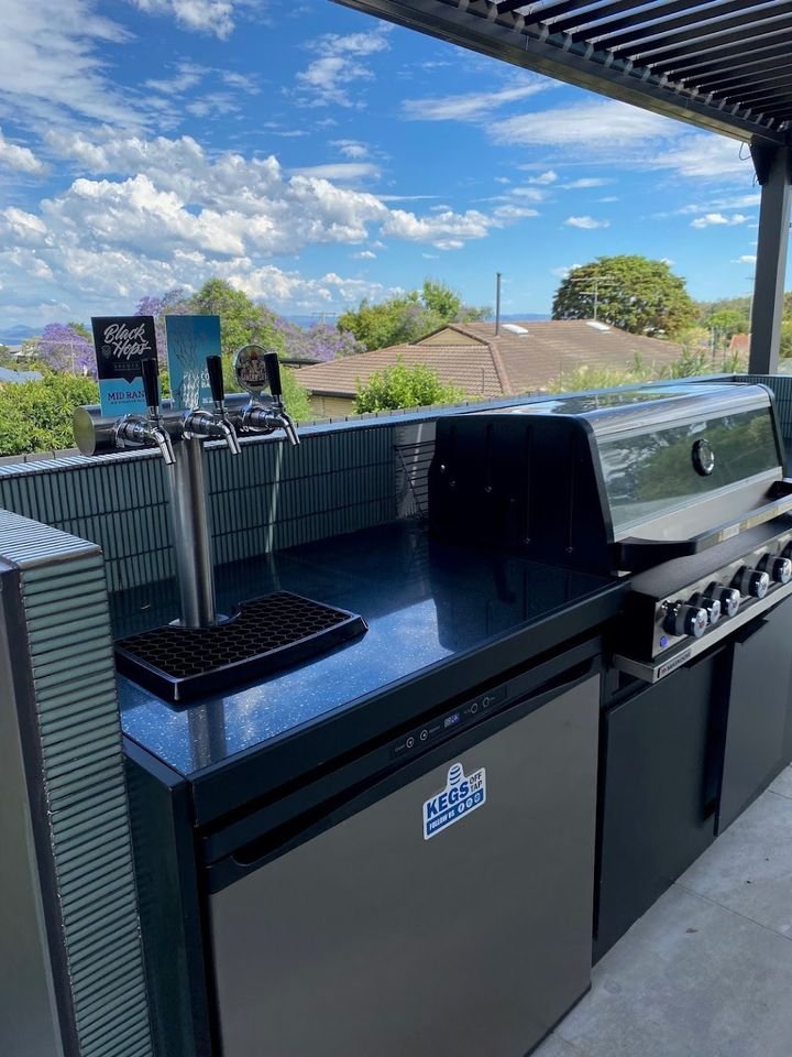 Series X Plus keg fridge with twin taps on an alfresco balcony bar